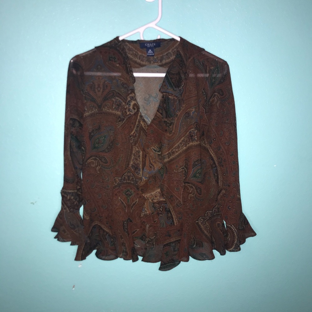 Chaps Brown Blouse Size Medium